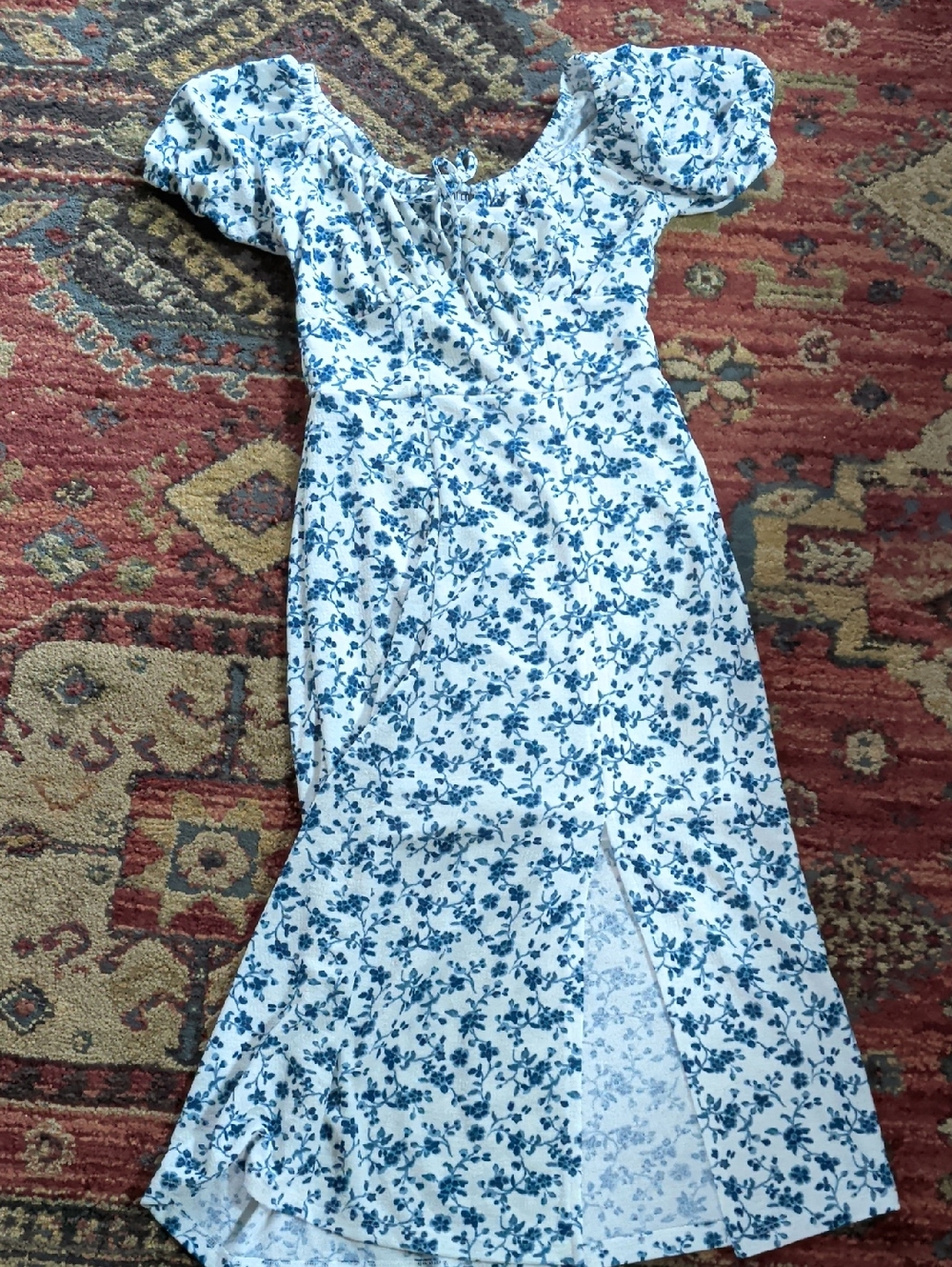 Mimi Chica White Midi Dress with Blue Floral Print